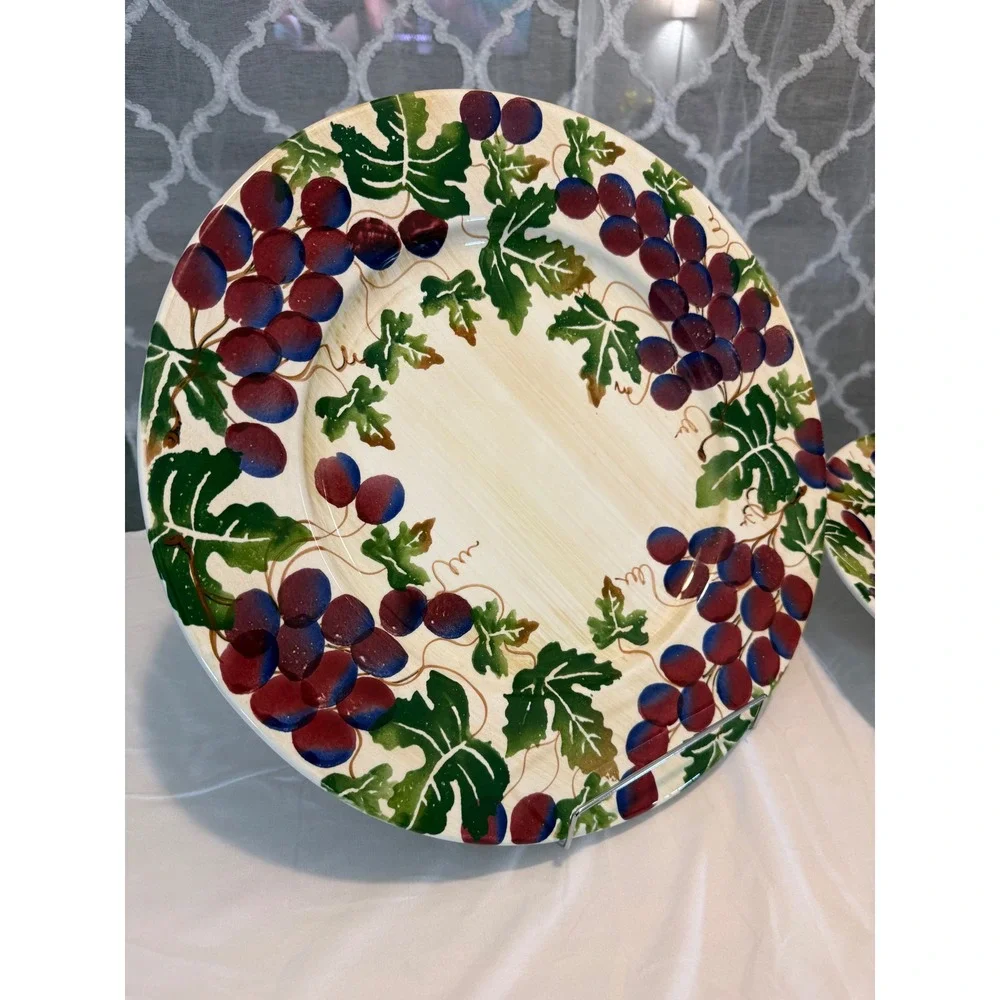 La Ceramica VBC Nove Italy Grape Vine Charger Plate and Serving Bowl Set Tuscan